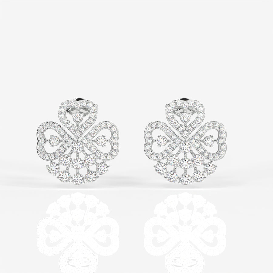 Shop Clover Charm Moissanite Stud 14k Gold Earrings