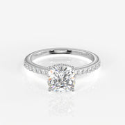 Shop Cushion Cut Moissanite Diamond Hidden Halo 14k Gold Ring