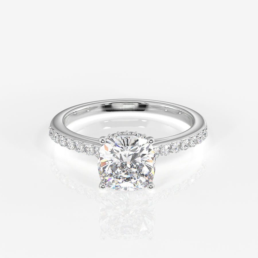 Shop Cushion Cut Moissanite Diamond Hidden Halo 14k Gold Ring