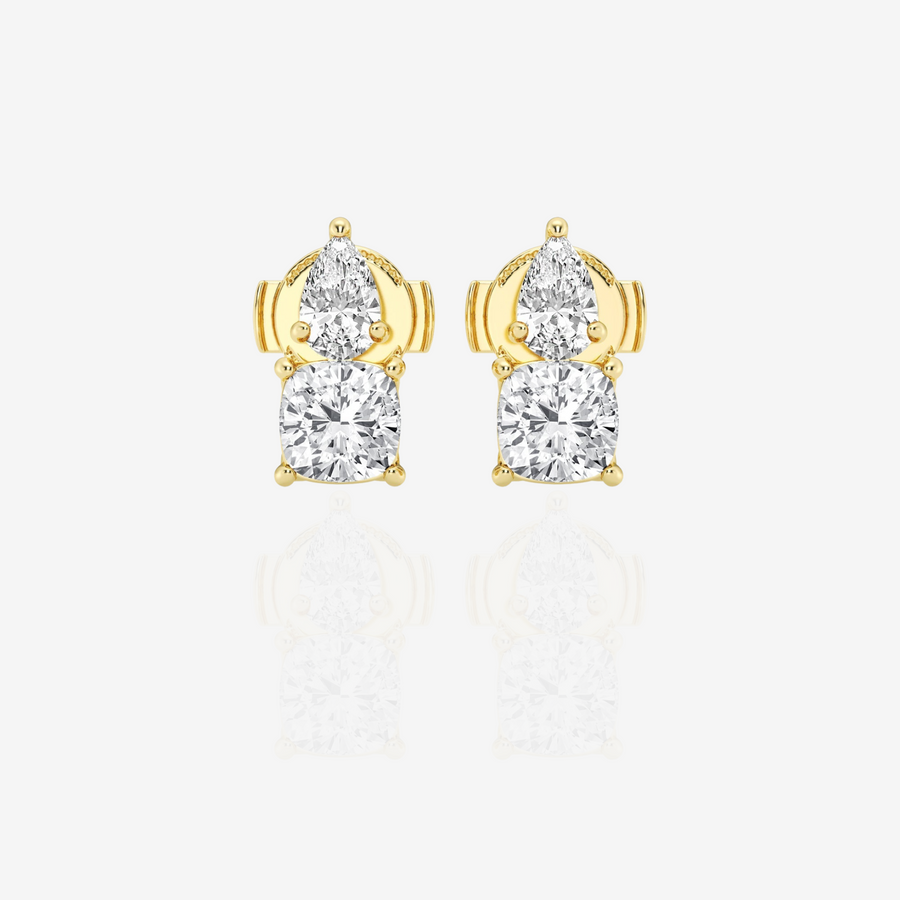 Shop Cushion and Pear Cut Moissanite Diamond 18k Gold Stud
