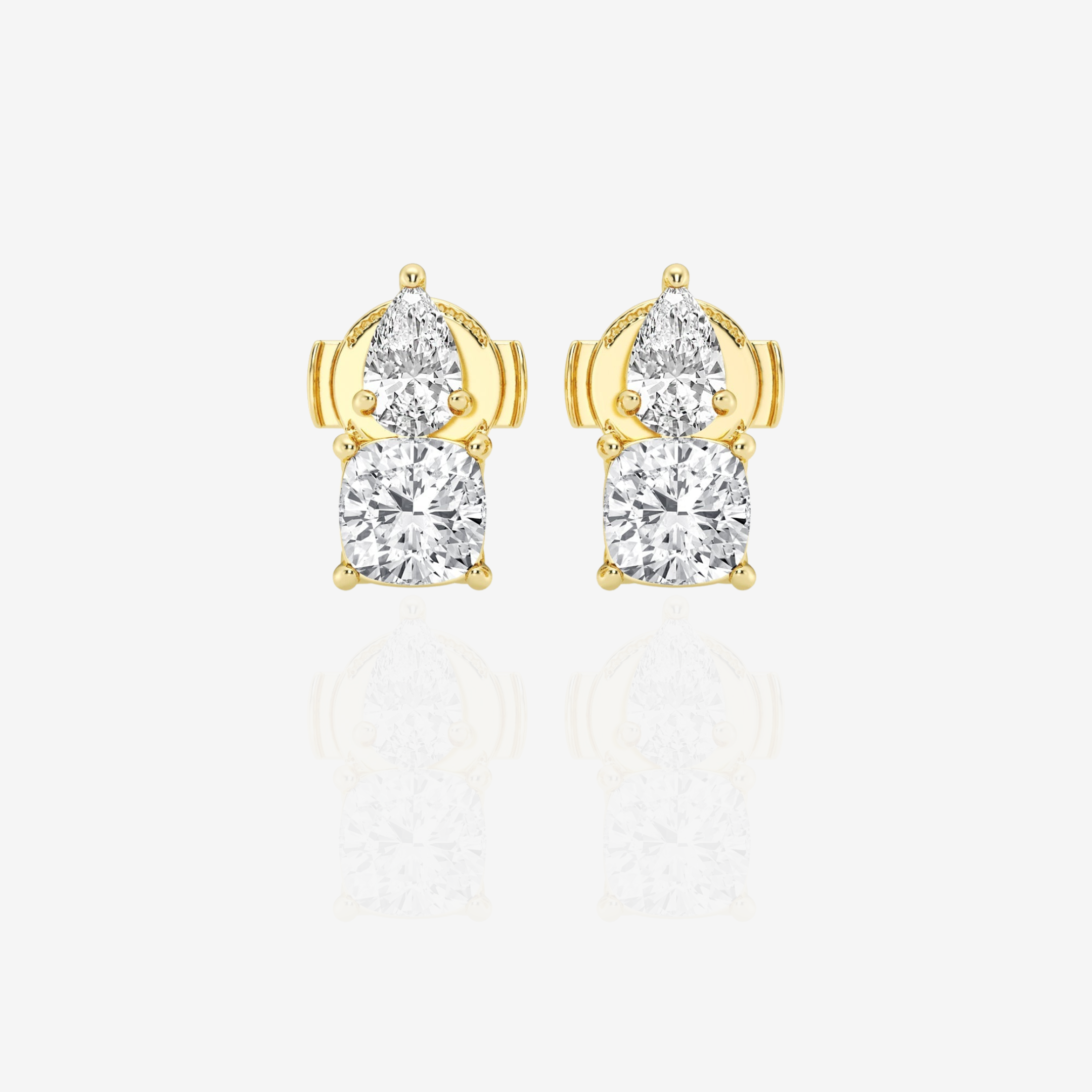 Shop Cushion and Pear Cut Moissanite Diamond Sterling Silver Stud