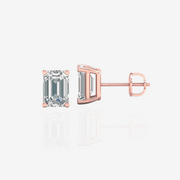 Shop Emerald Cut Moissanite Diamond Certified Stud 14k Gold Earrings
