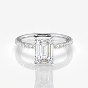 Emerald Cut Moissanite Diamond Pave  Ring