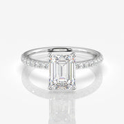 Emerald Cut Moissanite Diamond Pave  Ring