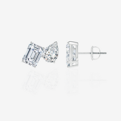 Shop Emerald and Pear Cut Moissanite Diamond Stud 14k Gold Earrings