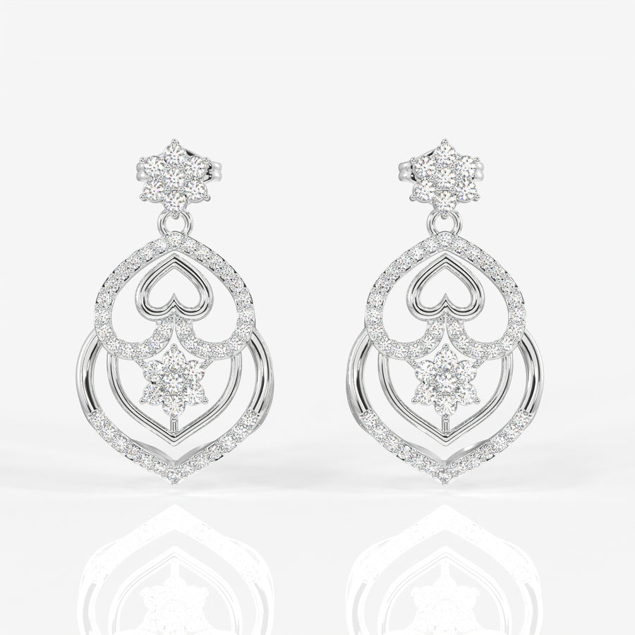 Shop Heart Bloom Lab Grown Danglers 14k Gold Earrings