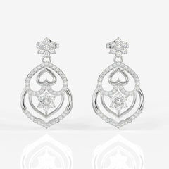 Shop Heart Bloom Lab Grown Danglers 14k Gold Earrings