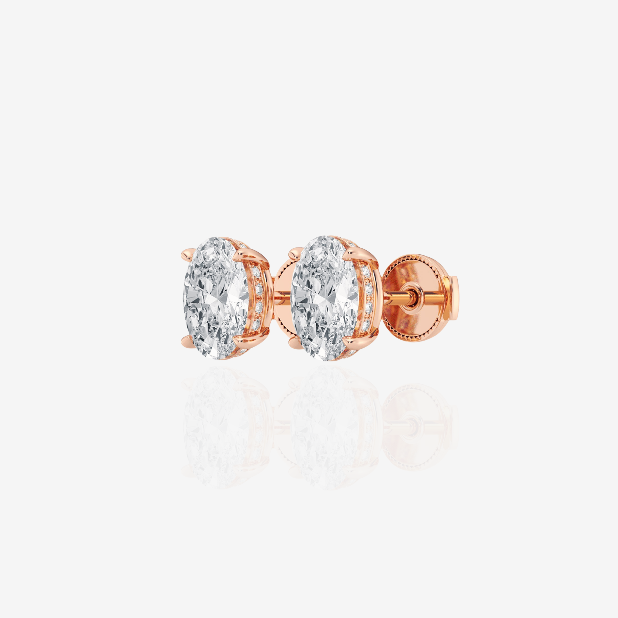 Shop Oval Cut Lab Grown Diamond Hidden Halo Stud 14k Gold Earrings