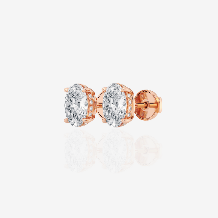 Shop Oval Cut Lab Grown Diamond Hidden Halo Stud 14k Gold Earrings