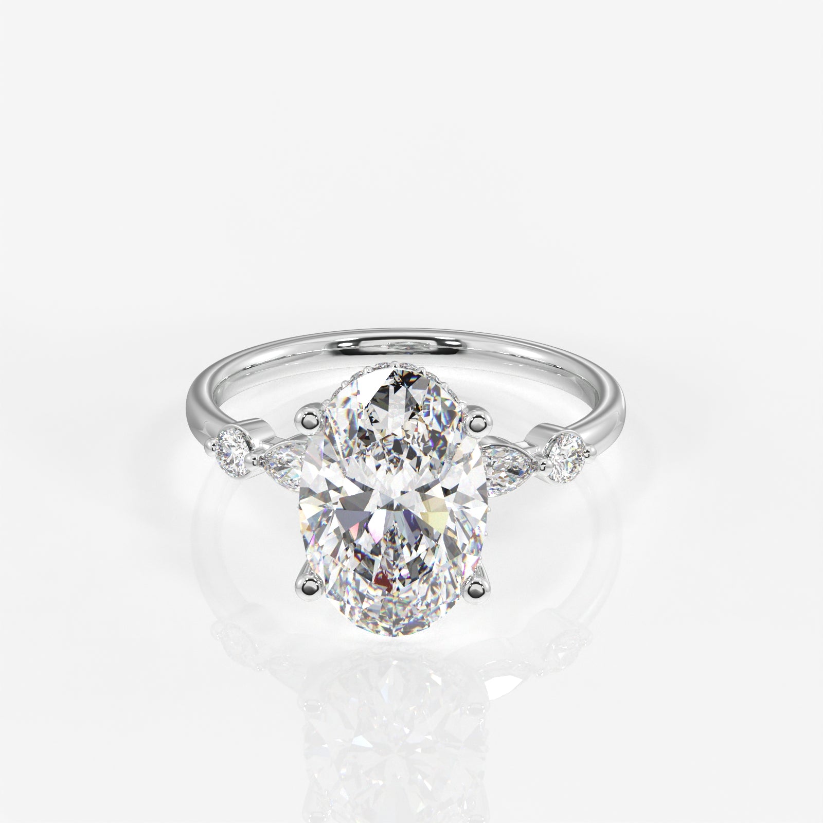 Shop Oval Cut Moissanite Diamond Engagement Sterling Silver Ring
