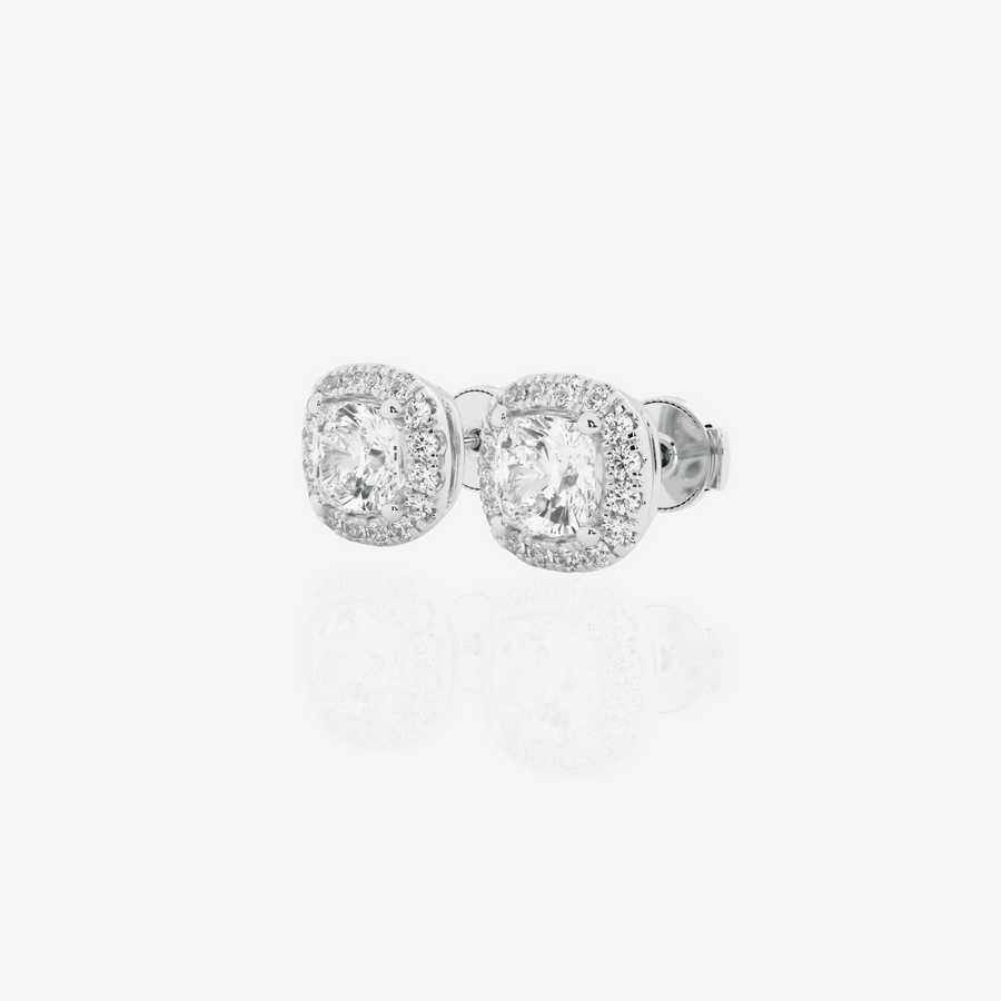 Shop Premium Cushion Cut Moissanite Diamond Halo Certified Stud 14k Gold Earrings