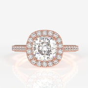 Shop Premium Cushion Cut Moissanite Diamond Halo Engagement 14K Gold Ring