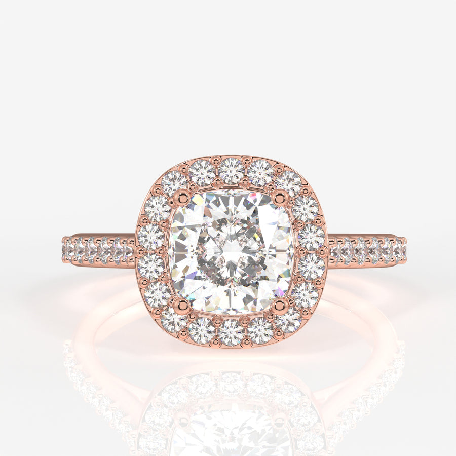 Shop Premium Cushion Cut Moissanite Diamond Halo Engagement 14K Gold Ring