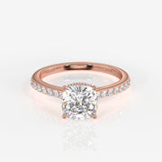 Shop Premium Cushion Cut Moissanite Diamond Hidden Halo 14k Gold Ring