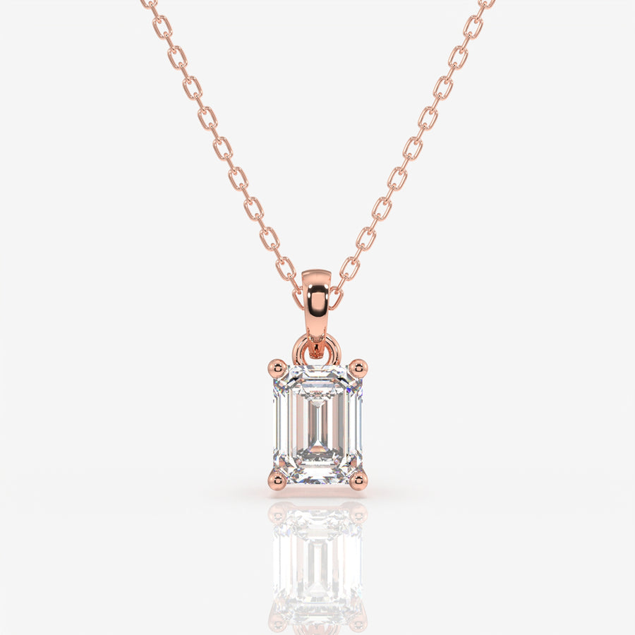 Shop Premium Emerald Cut Moissanite Lab Grown Solitaire 14k Gold Pendant