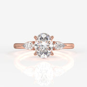 Shop Premium Oval and Pear Cut Moissanite Diamond Three Stone Sterling Silver Ring