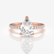 Caratbazaar Pear Cut Moissanite Diamond Pave 14k Gold Ring