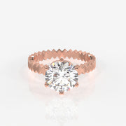 Premium Round Cut Moissanite Diamond Engagement Sterling Silver Ring