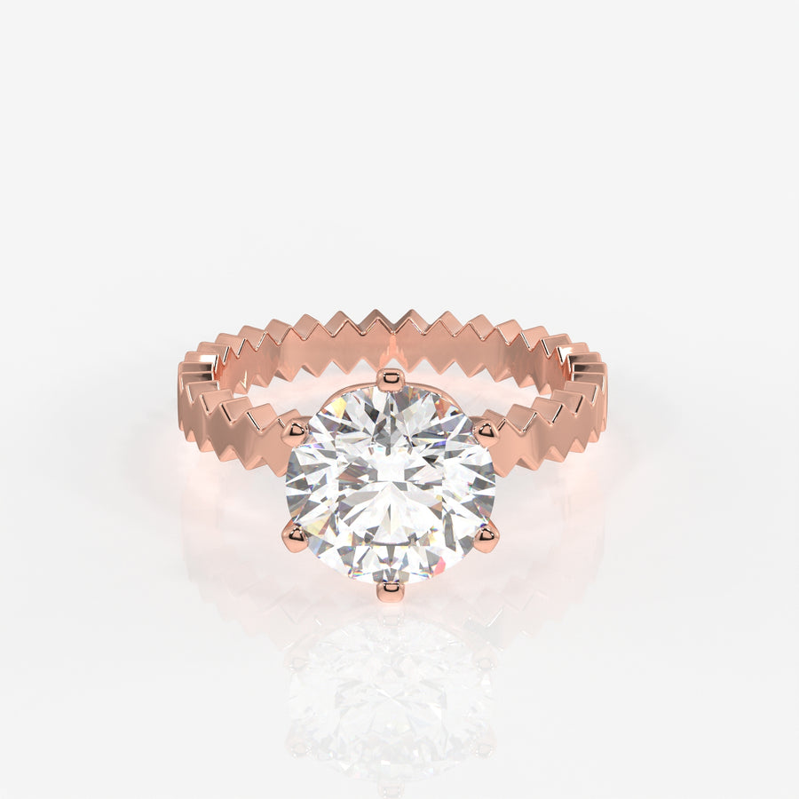 Premium Round Cut Moissanite Diamond Engagement Sterling Silver Ring