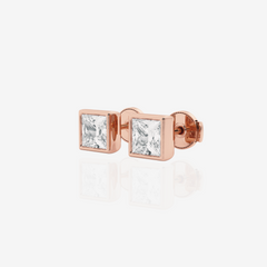 Shop Princess Cut Lab Grown Diamond Bezel Certified Stud 14k Gold Earrings