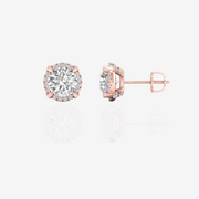 Shop Round Cut Lab Grown Diamond Halo Stud 14k Gold Earrings