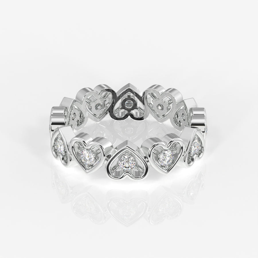 Shop Round Cut Lab Grown Diamond Heart Eternity 18k Gold Band Ring