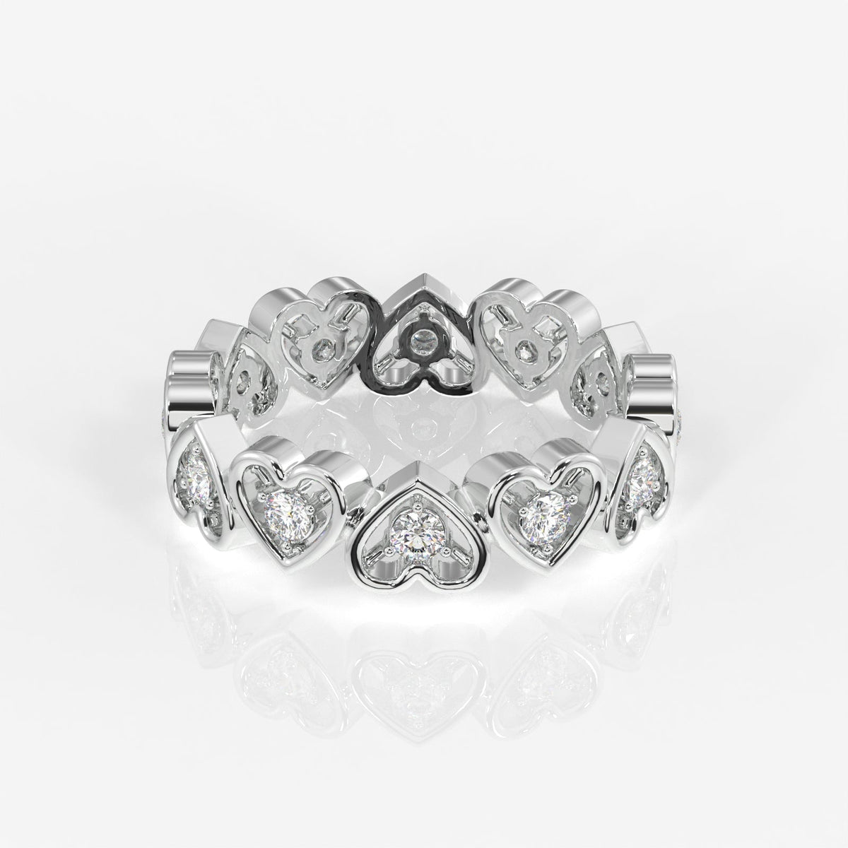 Shop Round Cut Lab Grown Diamond Heart Eternity 18k Gold Band Ring