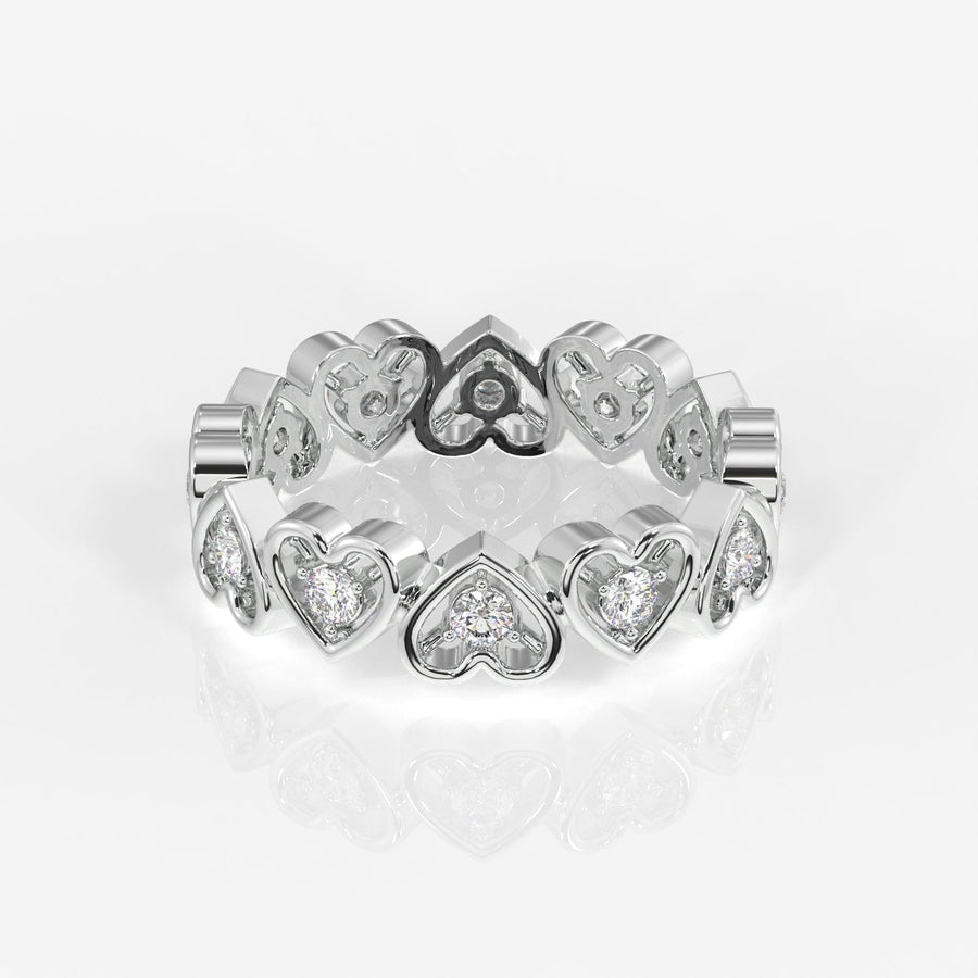 Shop Round Cut Lab Grown Diamond Heart Eternity 18k Gold Band Ring