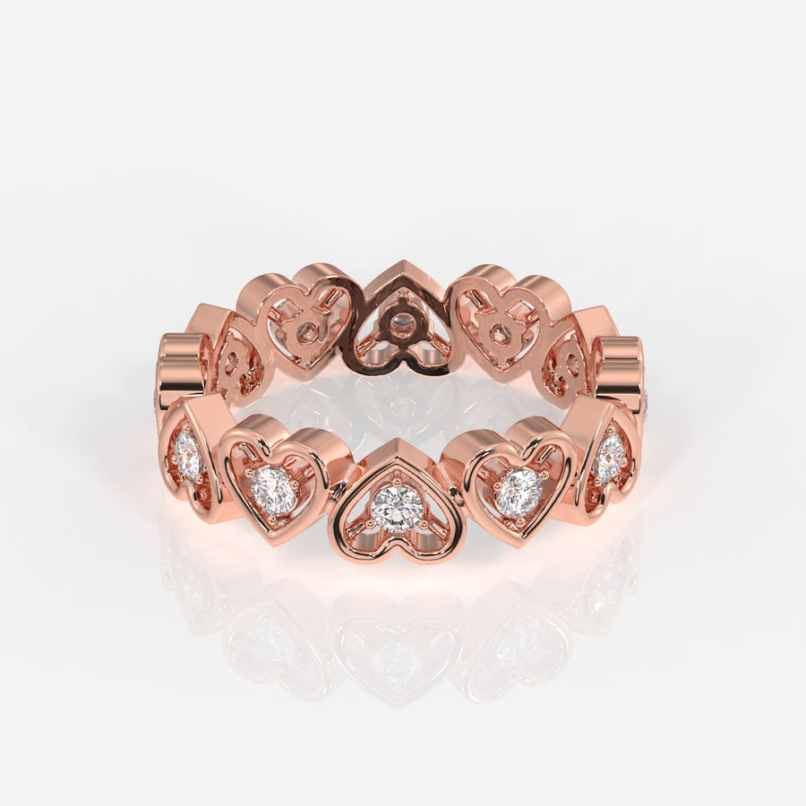 Shop Round Cut Lab Grown Diamond Heart Eternity 18k Gold Band Ring Today