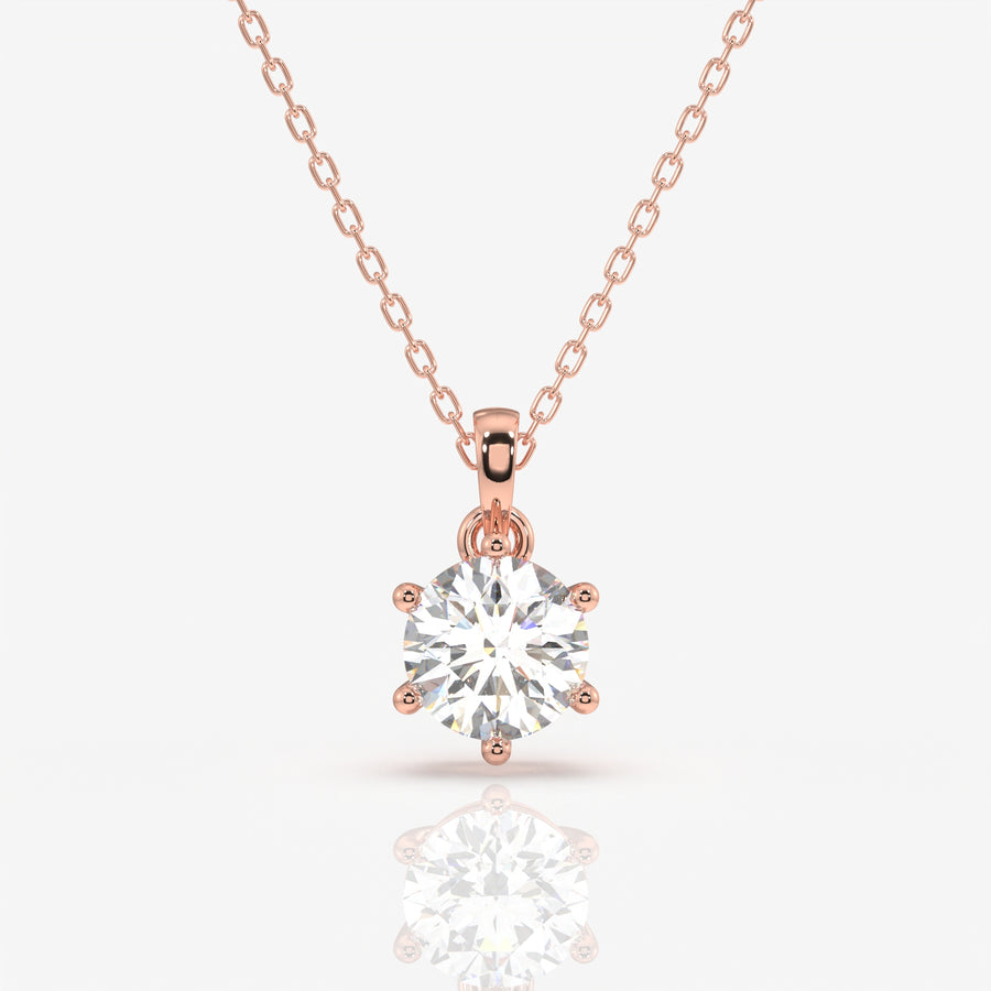 Shop Round Cut Lab Grown Diamond Six Prong 14k Gold Pendant