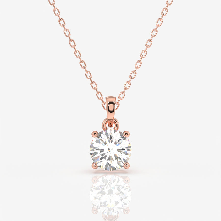 Shop Round Cut Lab Grown Diamond Solitaire Four Prongs 14k Gold Pendant