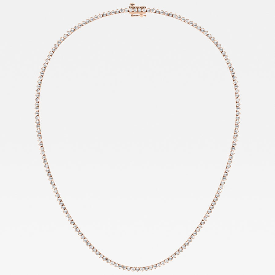 Shop Round Cut Lab Grown Diamond Three Prong Tennis 14K Gold Necklace