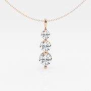 Shop Round Cut Lab Grown Diamond Three Stone Fashion 14k Gold Pendant