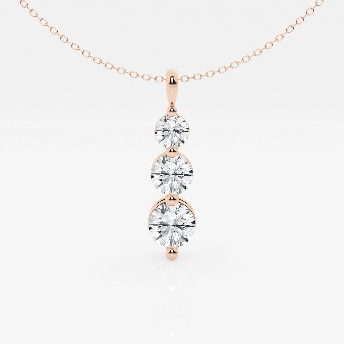 Shop Round Cut Lab Grown Diamond Three Stone Fashion 14k Gold Pendant
