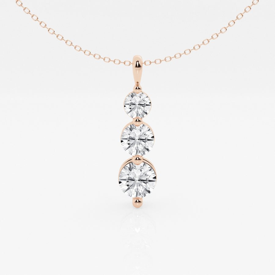 Shop Round Cut Lab Grown Diamond Three Stone Fashion 14k Gold Pendant