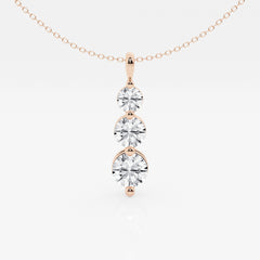 Shop Round Cut Lab Grown Diamond Three Stone Fashion 14k Gold Pendant