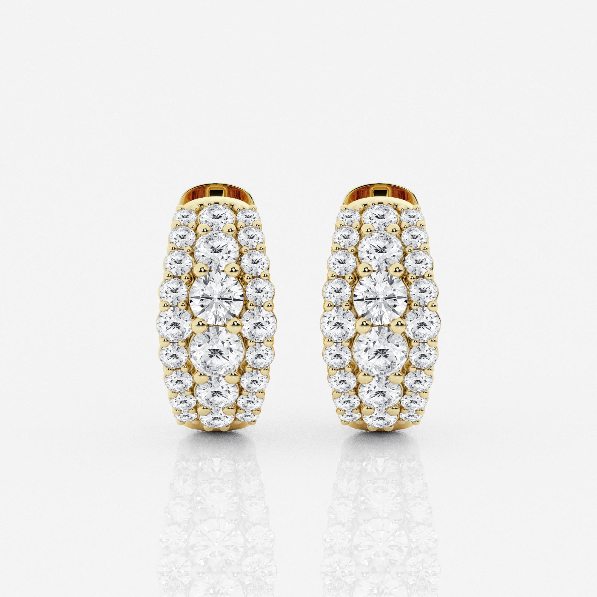 Shop Round Cut Lab Grown Diamond Triple Row Hoop 14k Gold Earrings