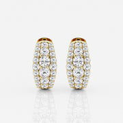 Shop Round Cut Lab Grown Diamond Triple Row Hoop 14k Gold Earrings