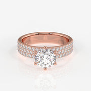 Shop Round Cut Moissanite Diamond Pave Sterling Silver Ring