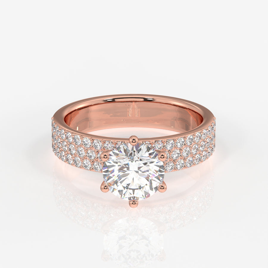 Shop Round Cut Moissanite Diamond Pave Sterling Silver Ring