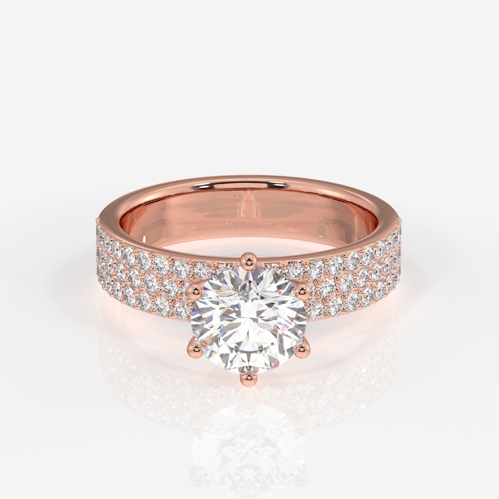 Shop Round Cut Moissanite Diamond Pave Sterling Silver Ring