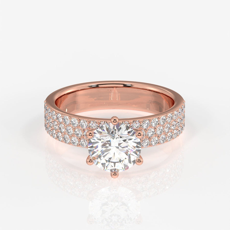 Shop Round Cut Moissanite Diamond Pave Sterling Silver Ring