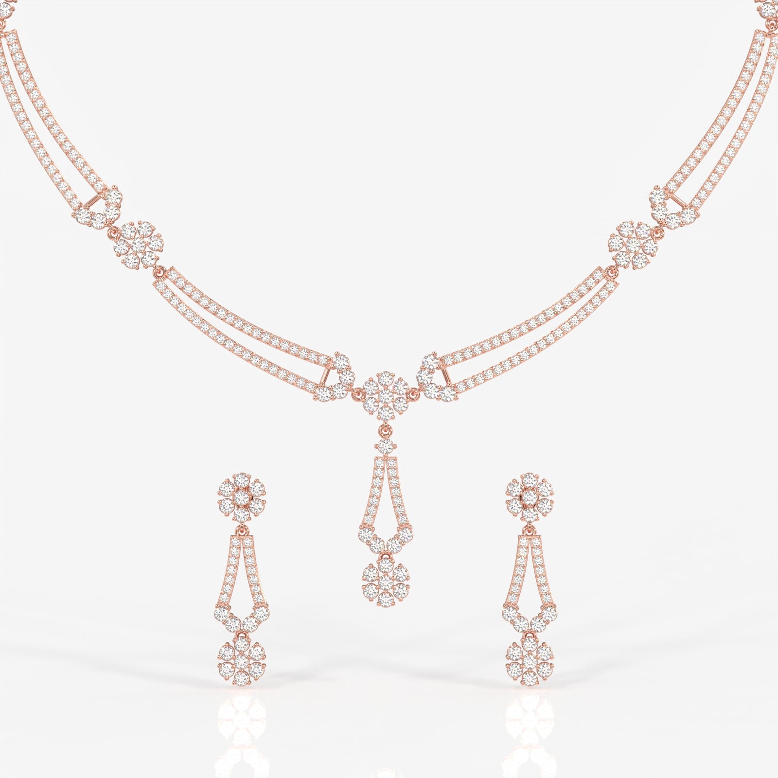 Shop Round Cut Moissanite Diamond Sterling Silver Necklace & Earrings Today