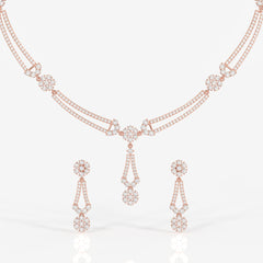 Shop Round Cut Moissanite Diamond Sterling Silver Necklace & Earrings Today