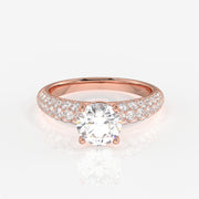 Shop Round Cut Moissanite Diamond Three lane Pave Sterling Silver Ring