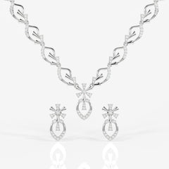 Shop Women's Round Cut Moissanite Diamond Sterling Silver Necklace & Earrings