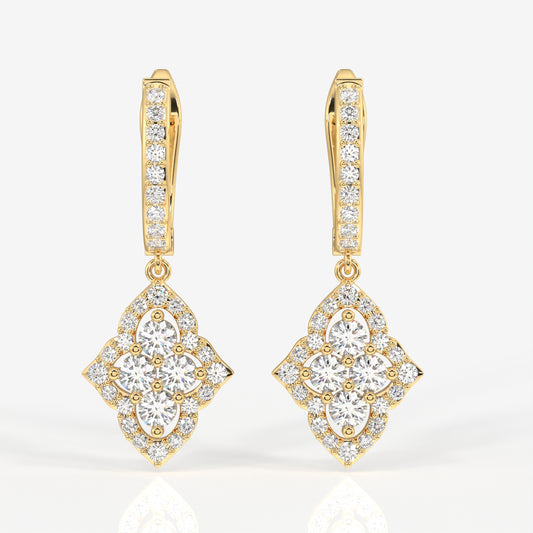 Stellar Marquise Lab Grown Danglers 14k Gold Earrings