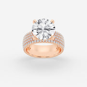 Round Cut Moissanite Diamond Hidden Halo Engagement Sterling Silver Ring