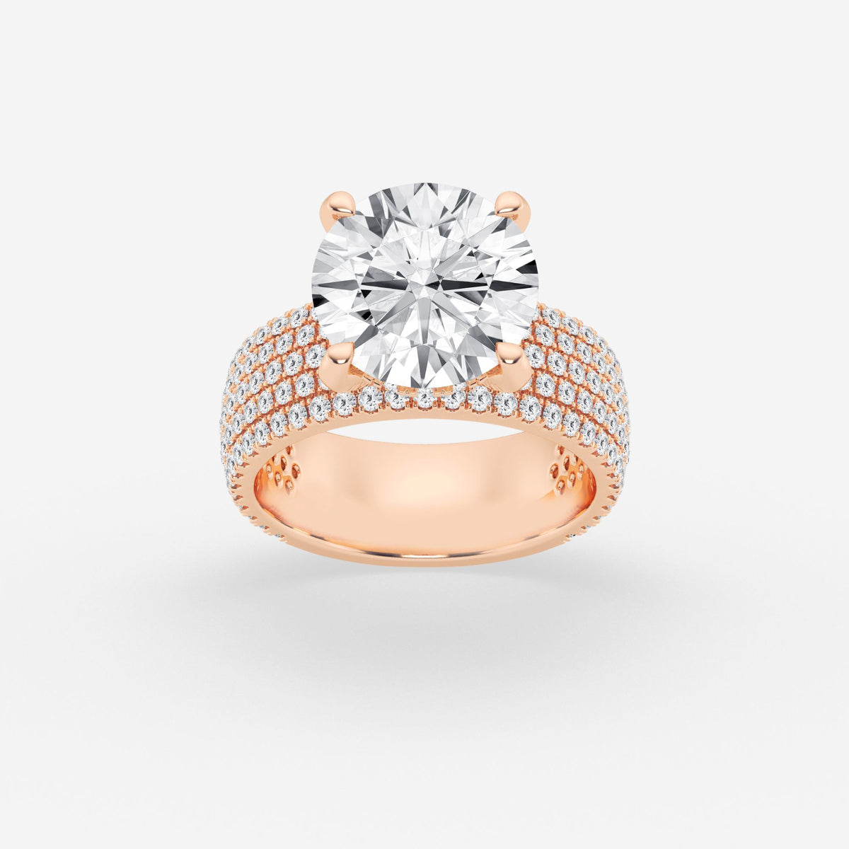 Round Cut Moissanite Diamond Hidden Halo Engagement Sterling Silver Ring