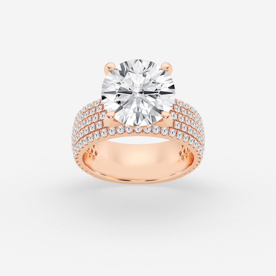 Round Cut Moissanite Diamond Hidden Halo Engagement Sterling Silver Ring